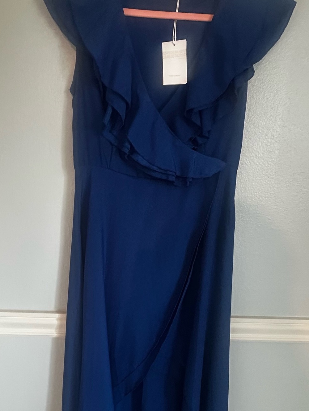 Ruffle Wrap Maxi Dress in Deep Blue